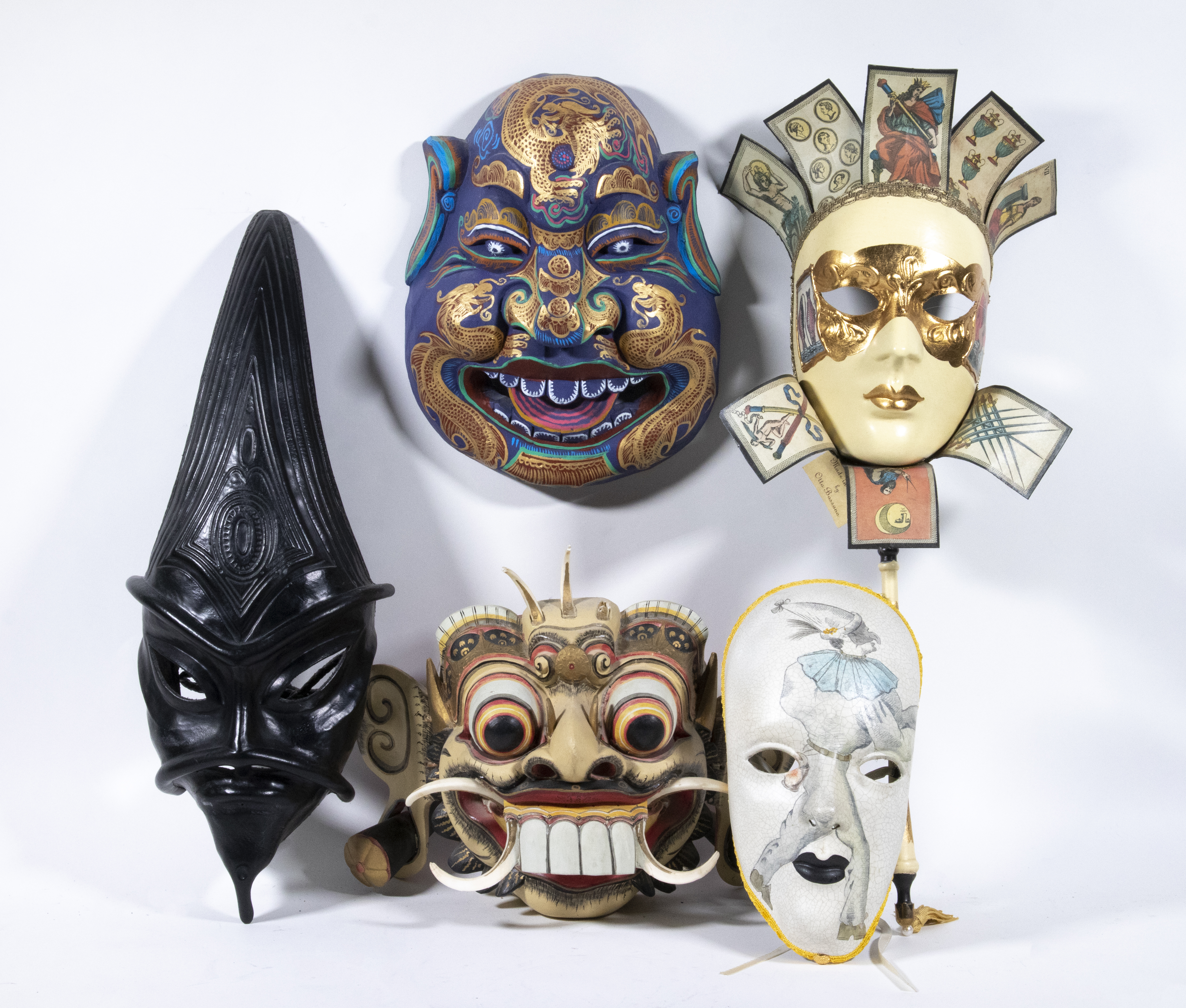 (5) HANDMADE THEATRICAL MASKS