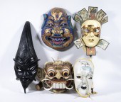 (5) HANDMADE THEATRICAL MASKS