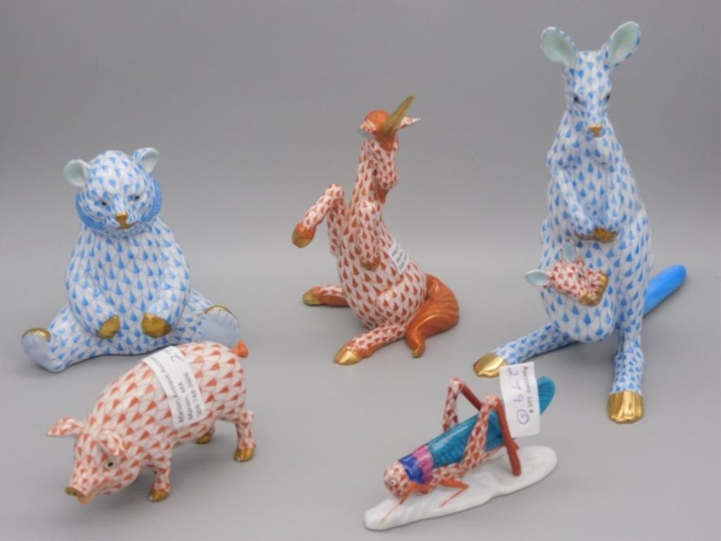 (5) HEREND FIGURINES, FISHNET