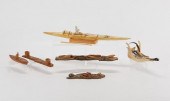 5 INUIT CARVINGS - WOOD, BONE,