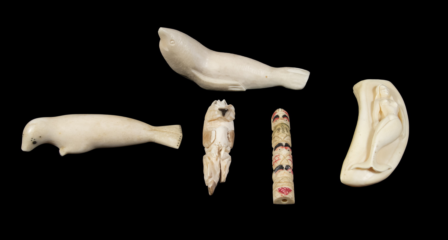 (5) INUIT WALRUS TUSK CARVINGS