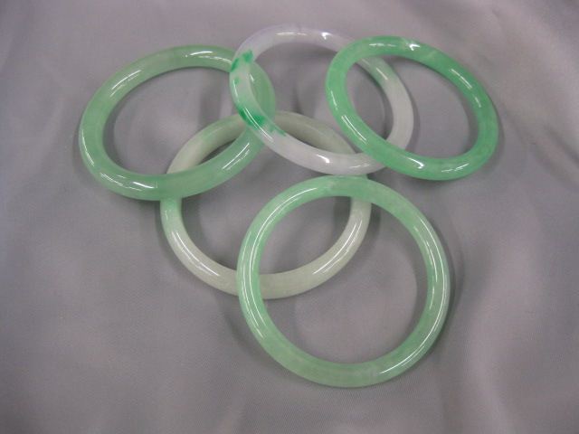 5 Jade Bangle Bracelets estate