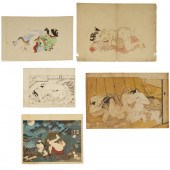 (5) JAPANESE EROTIC WOODBLOCKS