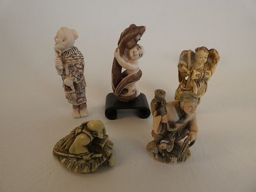 5 JAPANESE NETSUKESLot 5 assorted