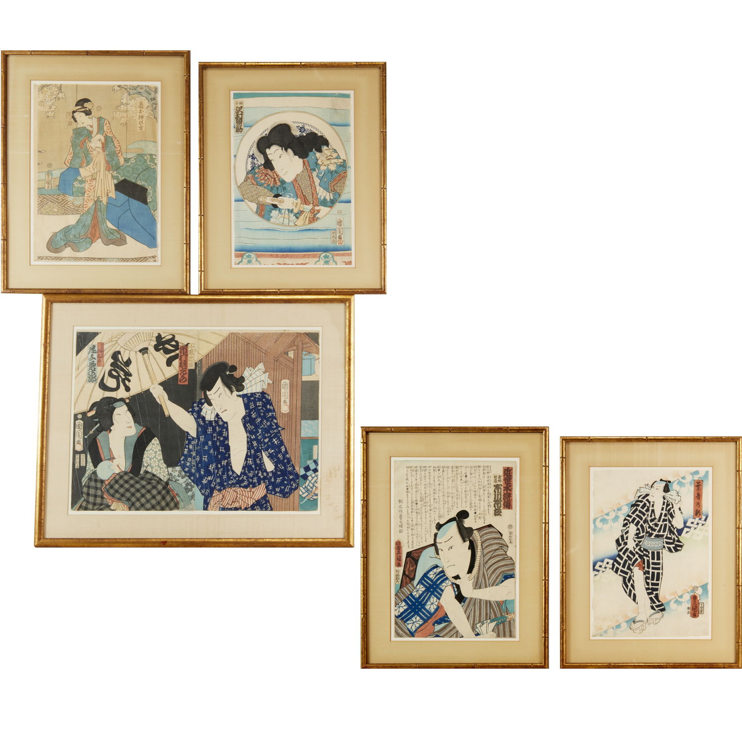 (5) JAPANESE WOODBLOCK PRINTS, 19TH