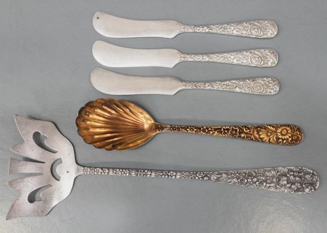 5) KIRK & STIEFF FLORAL REPOUSSE