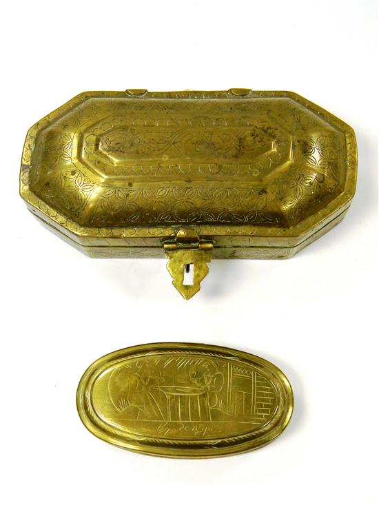 5'' l. brass tobacco box with
