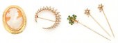 5 LADIES' GOLD BROOCH & STICK