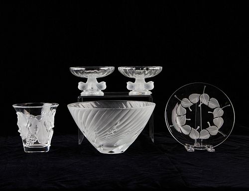 5 LALIQUE CRYSTAL GLASS