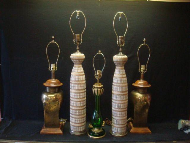 5 Lamps. 1 Murano, 1 pair of