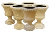 (5) LARGE CAST RESIN GARDEN UR