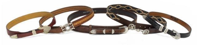 (5) LEATHER BELTS & BUCKLES, TWO