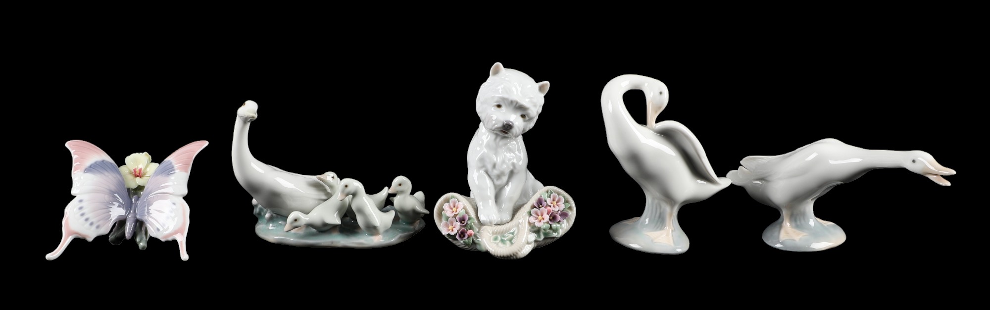 (5) Lladro bird, butterfly and