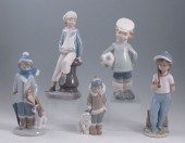 5 LLADRO BOYS: Glazed figurine