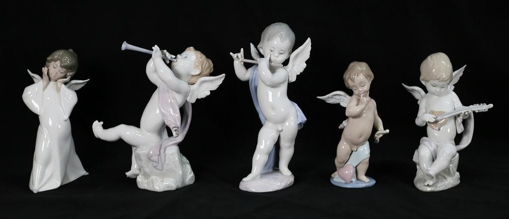 5 LLADRO PORCELAIN FIGURINES ANGELS