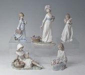 5 LLADRO PORCELAIN FIGURINES: