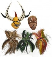 (5) MASKS DYED & WOVEN GRASS,