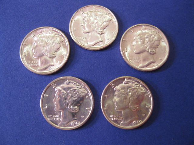 5 Mercury Head Dimes gem