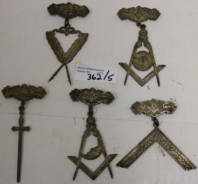 5 METAL MASONIC LODGE MEDALS, 3