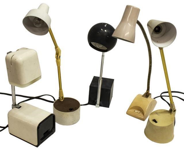 (5) MID-CENTURY DESK LAMPS,