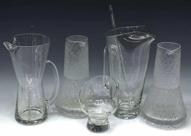 (5) MID-CENTURY GLASS BARWARE,