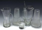 (5) MID-CENTURY GLASS BARWARE,