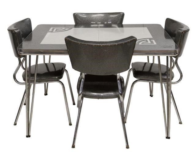 (5) MID-CENTURY KITCHEN TABLE &