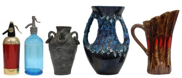 (5) MID-CENTURY VALLAURIS VASES &