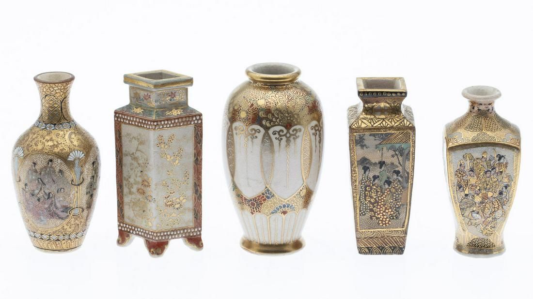 5 MINIATURE SATSUMA VASES5