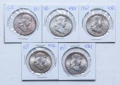 5 MINT STATE FRANKLIN HALVES 2