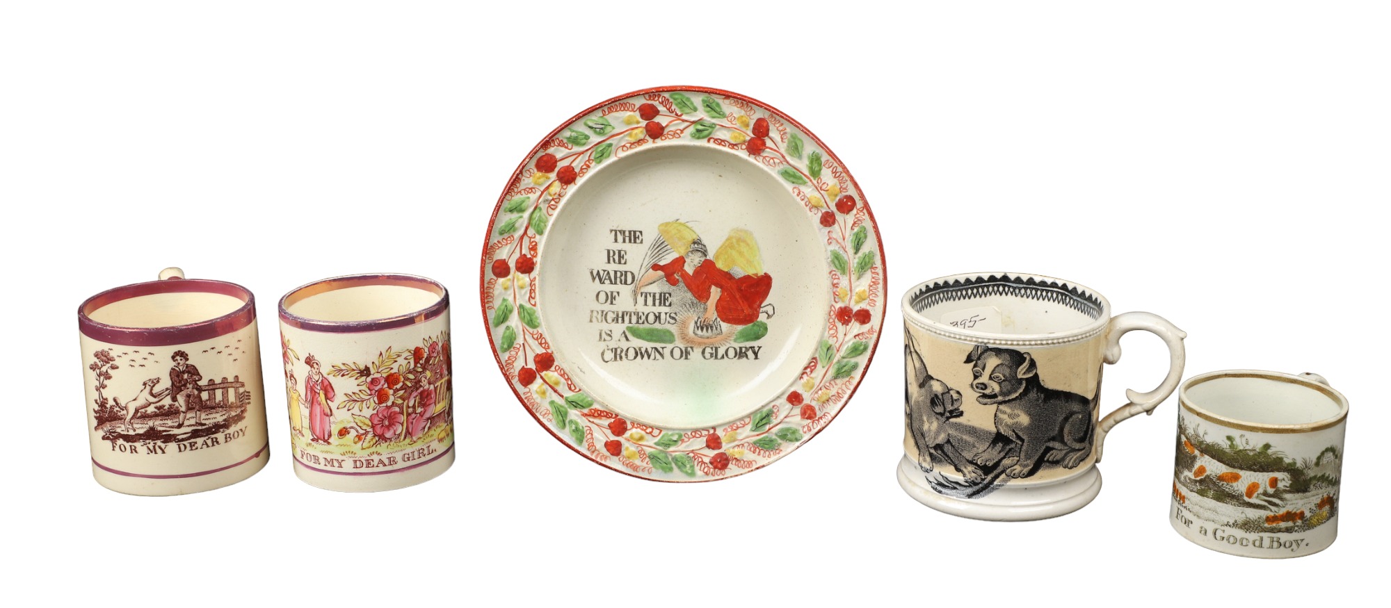 (5) Motto Cups and Dish to