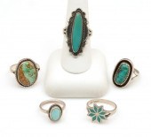 5 NATIVE AMERICAN SILVER AND T