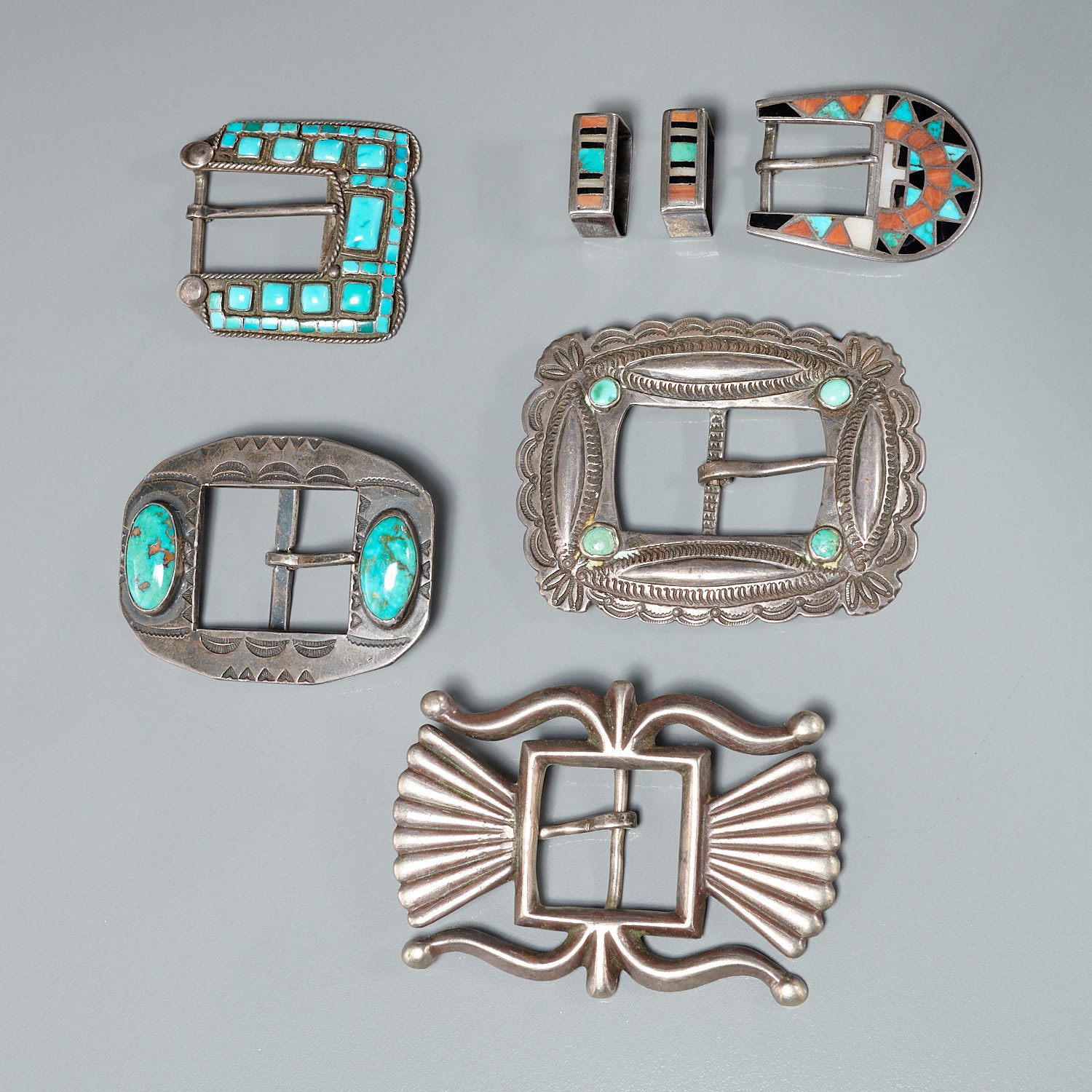 (5) NAVAJO AND ZUNI OLD PAWN SILVER