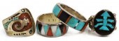 (5) NAVAJO & ZUNI SILVER TURQU