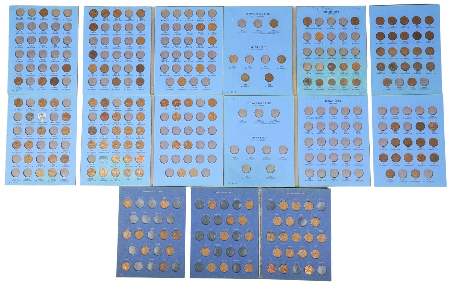 (5) One cent folios, c/o (2) Indian