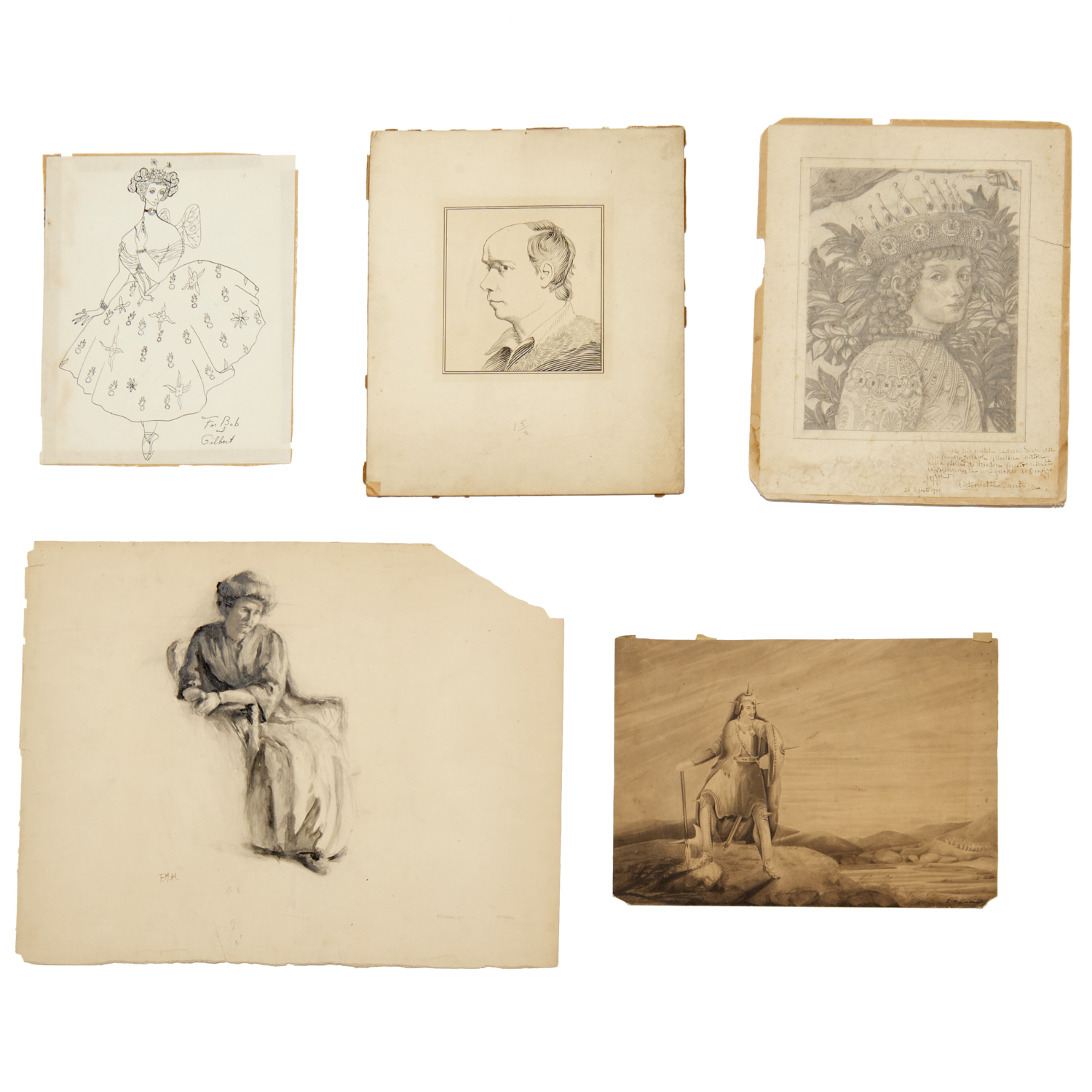 (5) ORIGINAL PORTRAIT DRAWINGS,