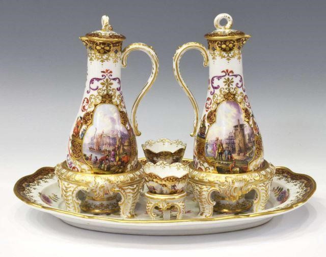 (5) ORNATE MEISSEN PARCEL GILT &