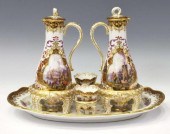 (5) ORNATE MEISSEN PARCEL GILT
