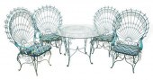 (5) PAINTED WROUGHT IRON PEACO