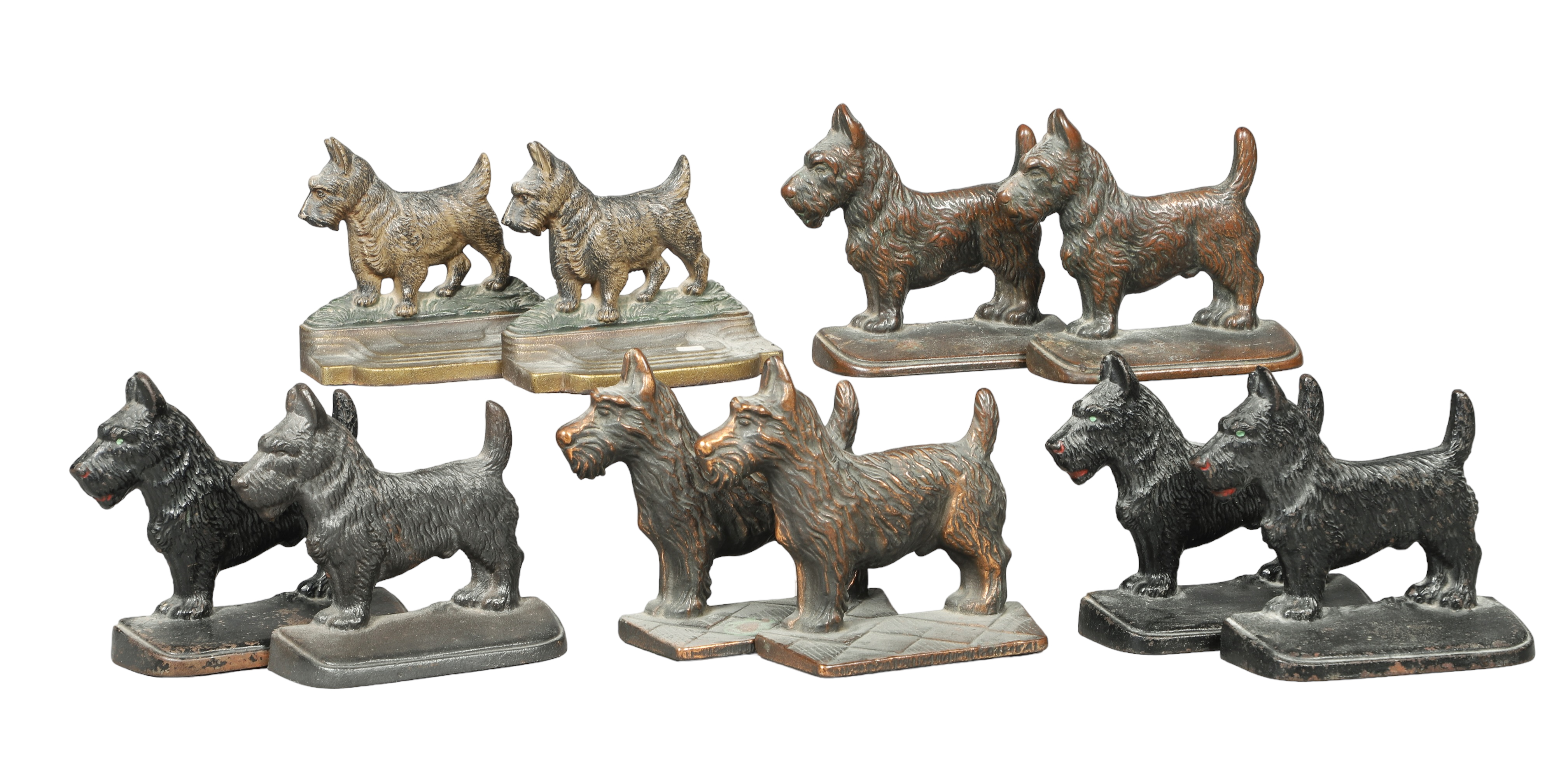 (5) Pair cast iron Scottish Terrier