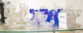 (5) Pair of glass candlesticks