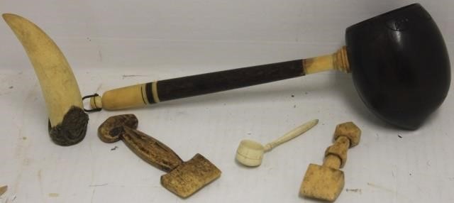 5 PC 19TH C SCRIMSHAW LOT TO