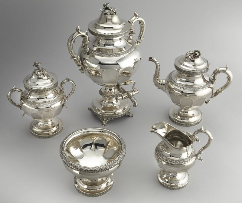 5 Pc. American coin silver tea