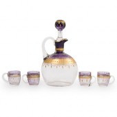 (5 PC) ANTIQUE BOHEMIAN GLASS