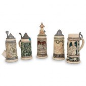 (5 PC) ANTIQUE GERMAN CERAMIC