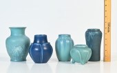 5 PC. BLUE-GLAZED ROOKWOOD POT