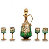 (5 PC) BOHEMIAN CZECH GREEN GL