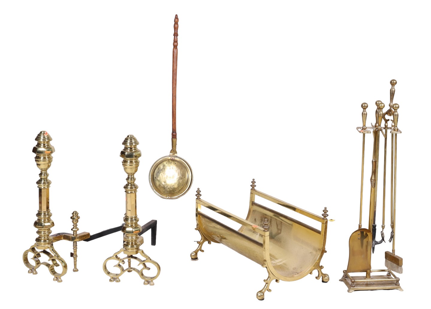 (5) pc Brass Fireplace set, c/o