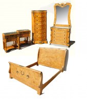 5 PC. BURLWOOD BEDROOM SUITE: