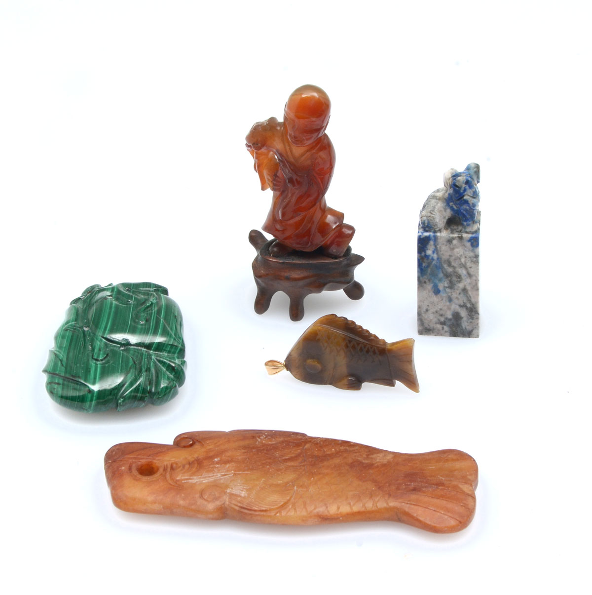 5 PC CHINESE CARVED MINERAL